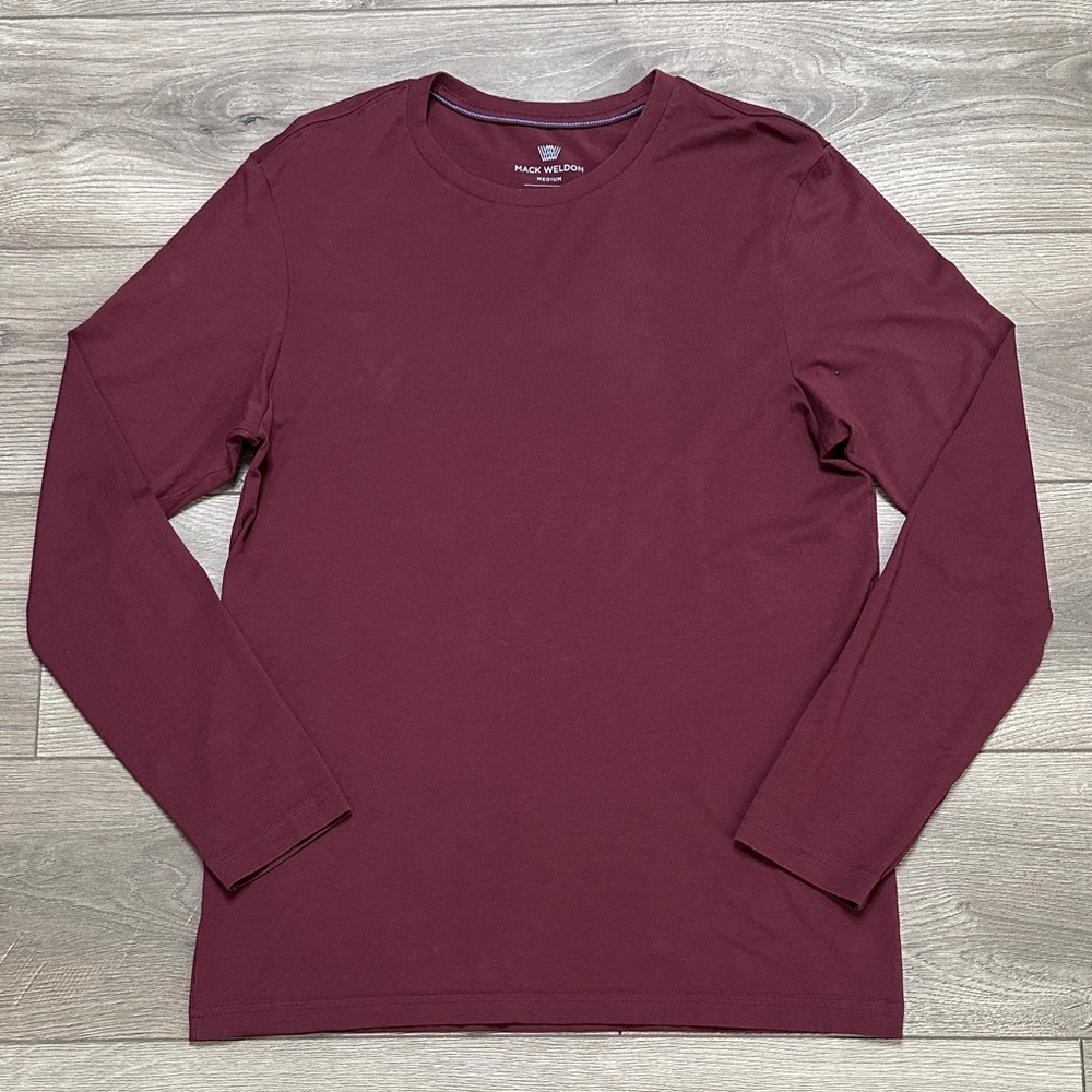 Mack Weldon Pima Cotton Long Sleeve Tee Shirt Red Size Medium